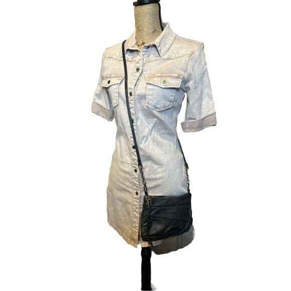 The Wash Lab Fitted Cream Distressed Denim Button Down Mini Dress Size XS - Picture 5 of 7